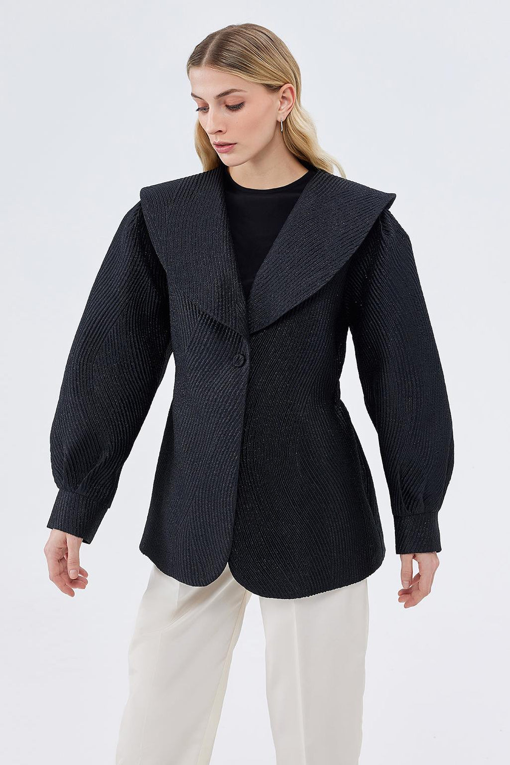 Black Gillet With Taffata Detail
