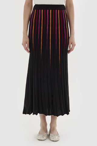 Accordion Colored Knitted Skirt Fuchsia