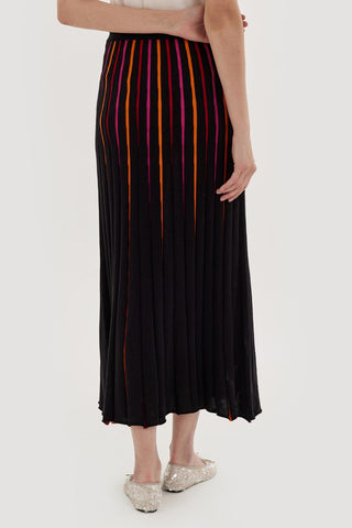 Accordion Colored Knitted Skirt Fuchsia