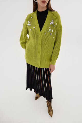 Accordion Colored Knitted Skirt Mint