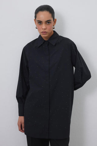 Alami Shirt with Stones Black