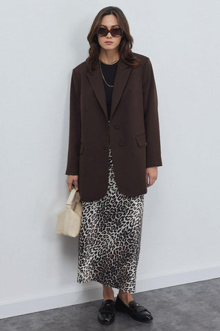 Alina Blazer with Slits Brown