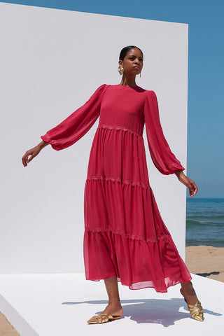 Allen Laced Dress Fuchsia