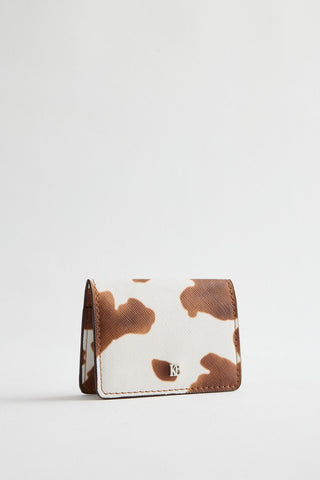 Animal Print Leather Wallet Brown