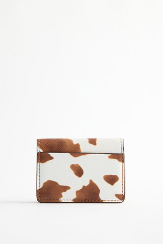 Animal Print Leather Wallet Brown