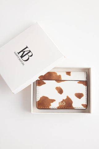 Animal Print Leather Wallet Brown