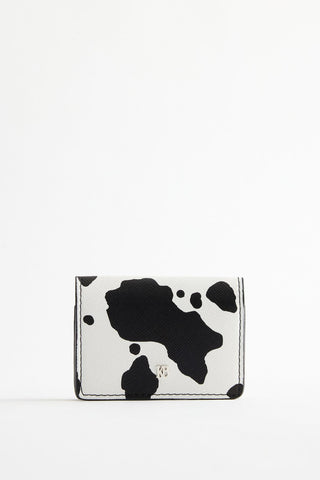 Animal Print Leather Wallet Black