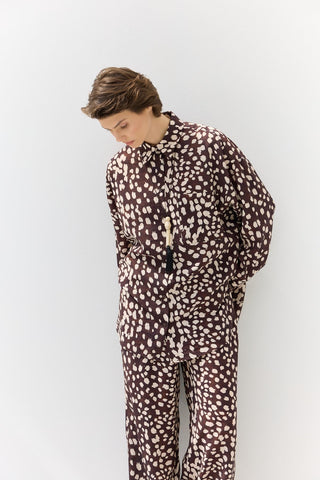 Animal Print Shirt Dark Brown