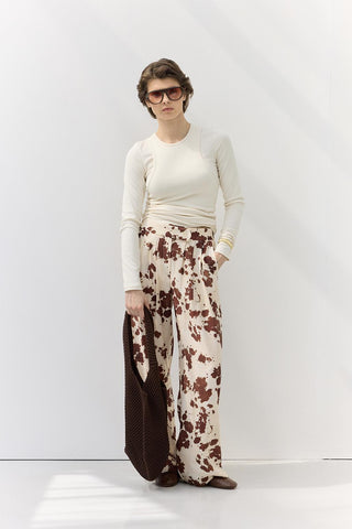 Animal Print Trousers Cream