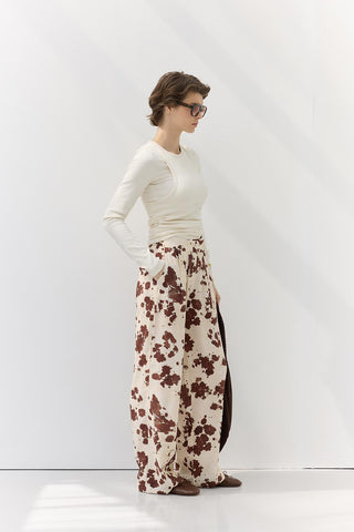 Animal Print Trousers Cream