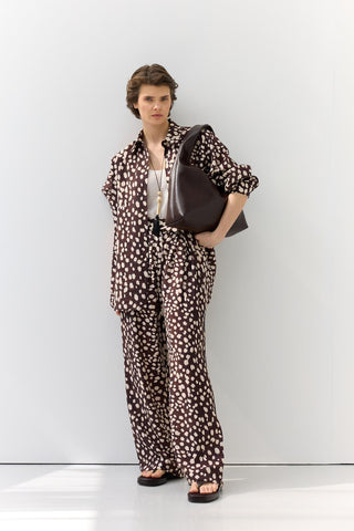 Animal Print Trousers Dark Brown
