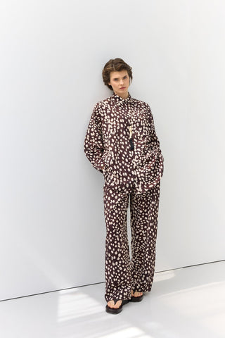 Animal Print Trousers Dark Brown