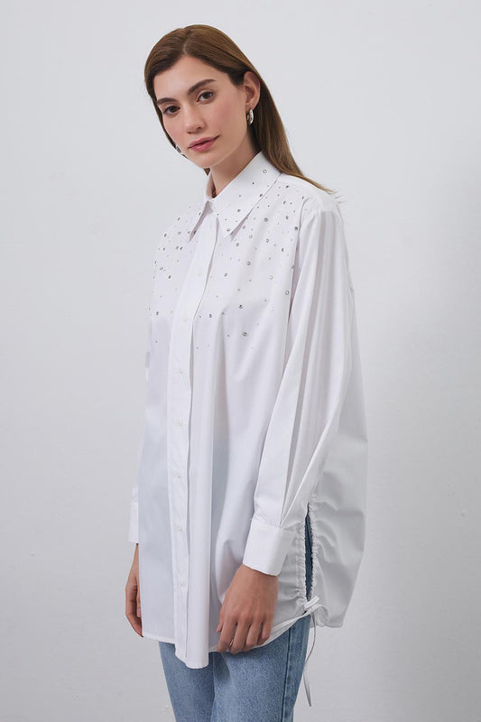 Anita Stone Shirred Shirt Ecru