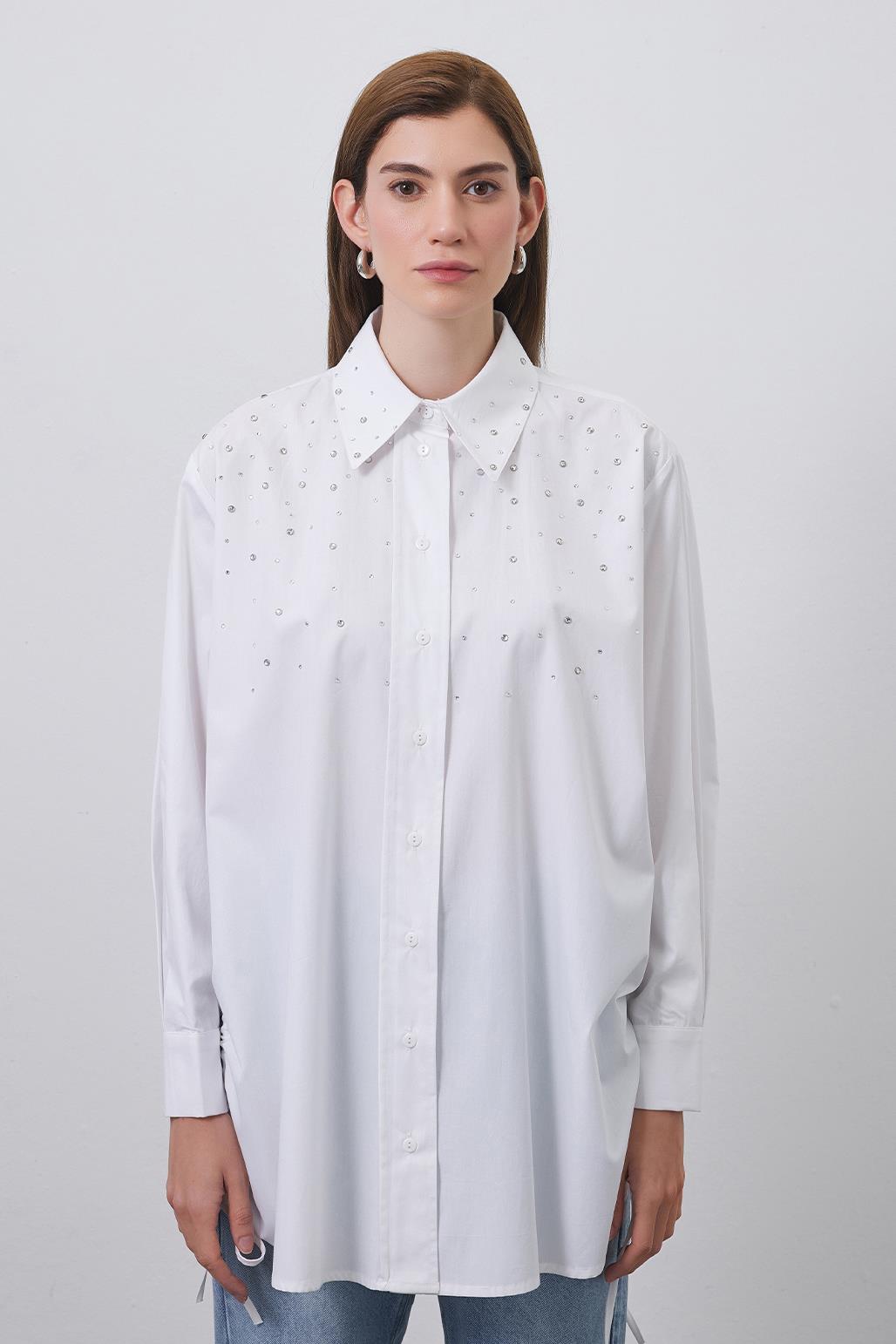 Anita Stone Shirred Shirt Ecru