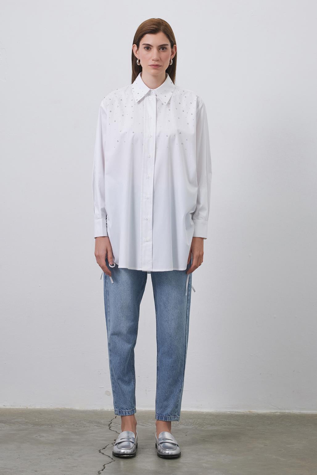 Anita Stone Shirred Shirt Ecru