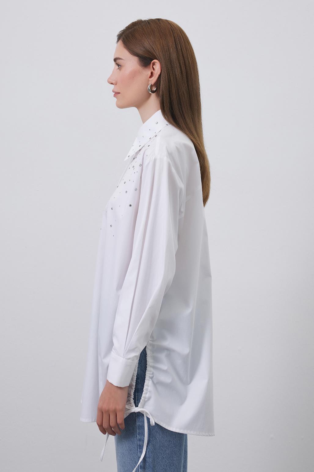 Anita Stone Shirred Shirt Ecru