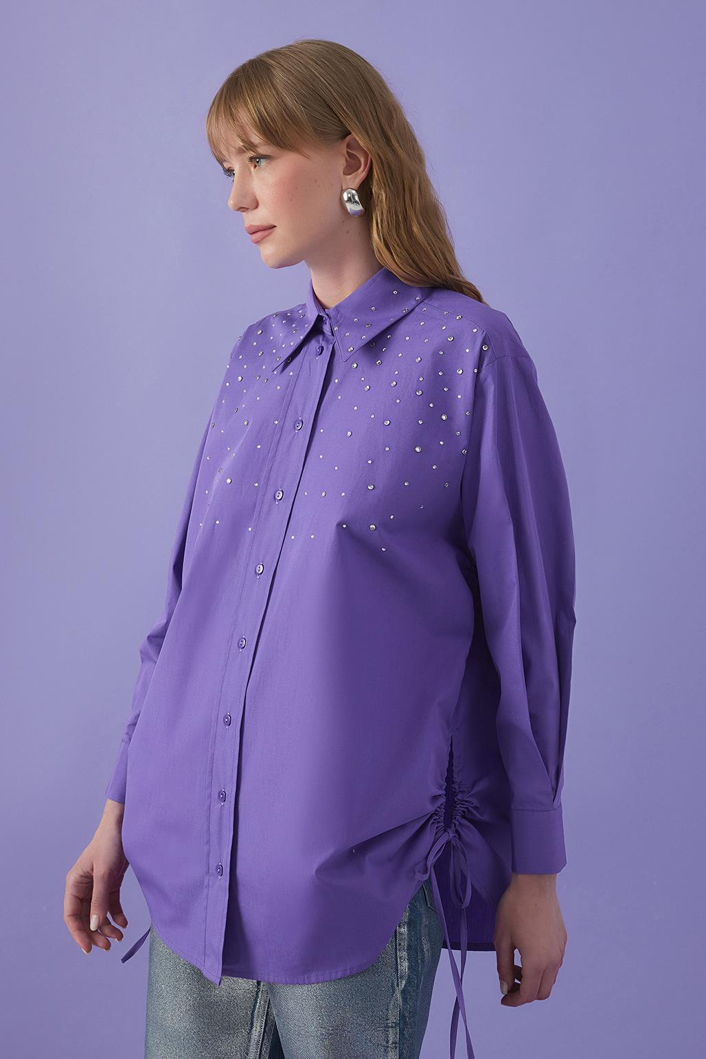 Anita Stone Shirred Shirt Purple