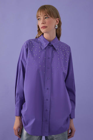 Anita Stone Shirred Shirt Purple