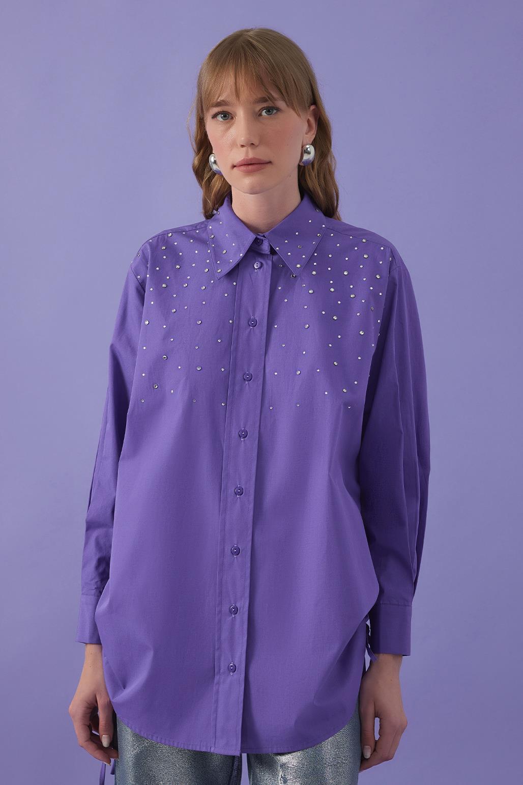 Anita Stone Shirred Shirt Purple