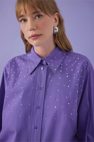 Anita Stone Shirred Shirt Purple
