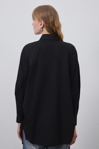Anita Stone Shirred Shirt Black