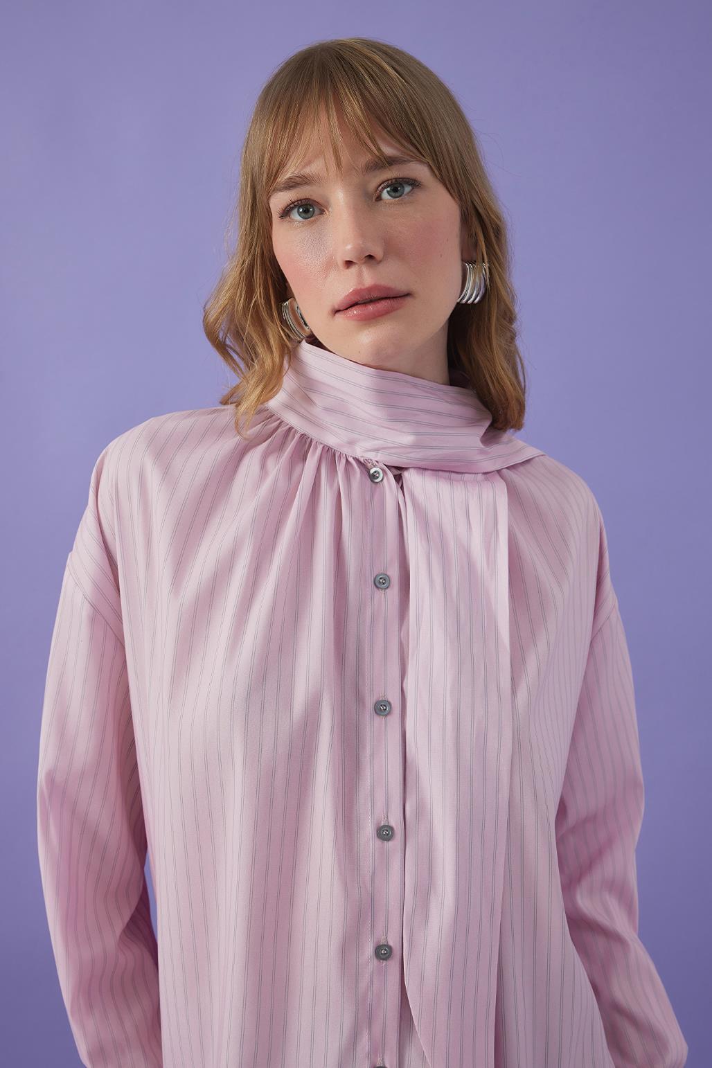 Anita Scarf Shirt Pink