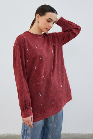 Anna Stone Sweatshirt Burgundy