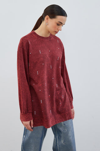 Anna Stone Sweatshirt Burgundy