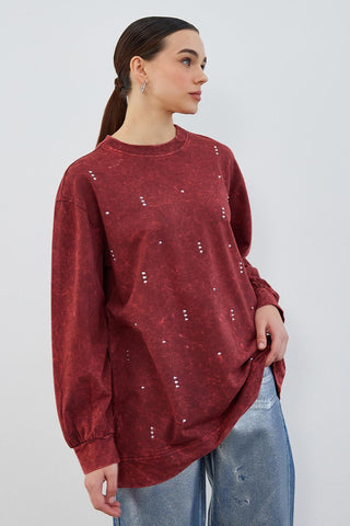 Anna Stone Sweatshirt Burgundy