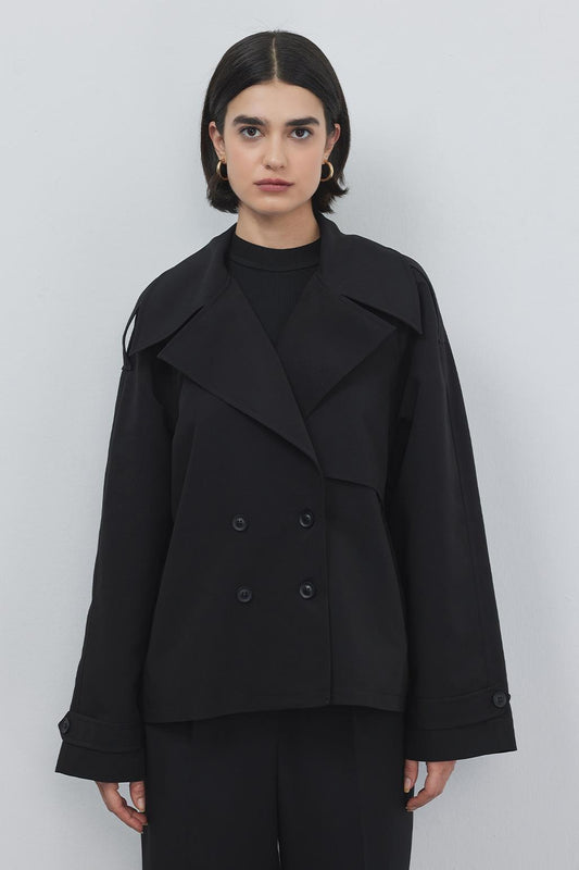 Midi Trench with Epaulet Black