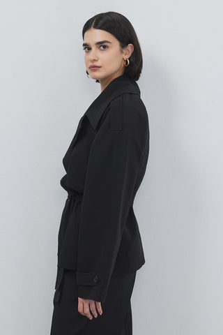 Midi Trench with Epaulet Black