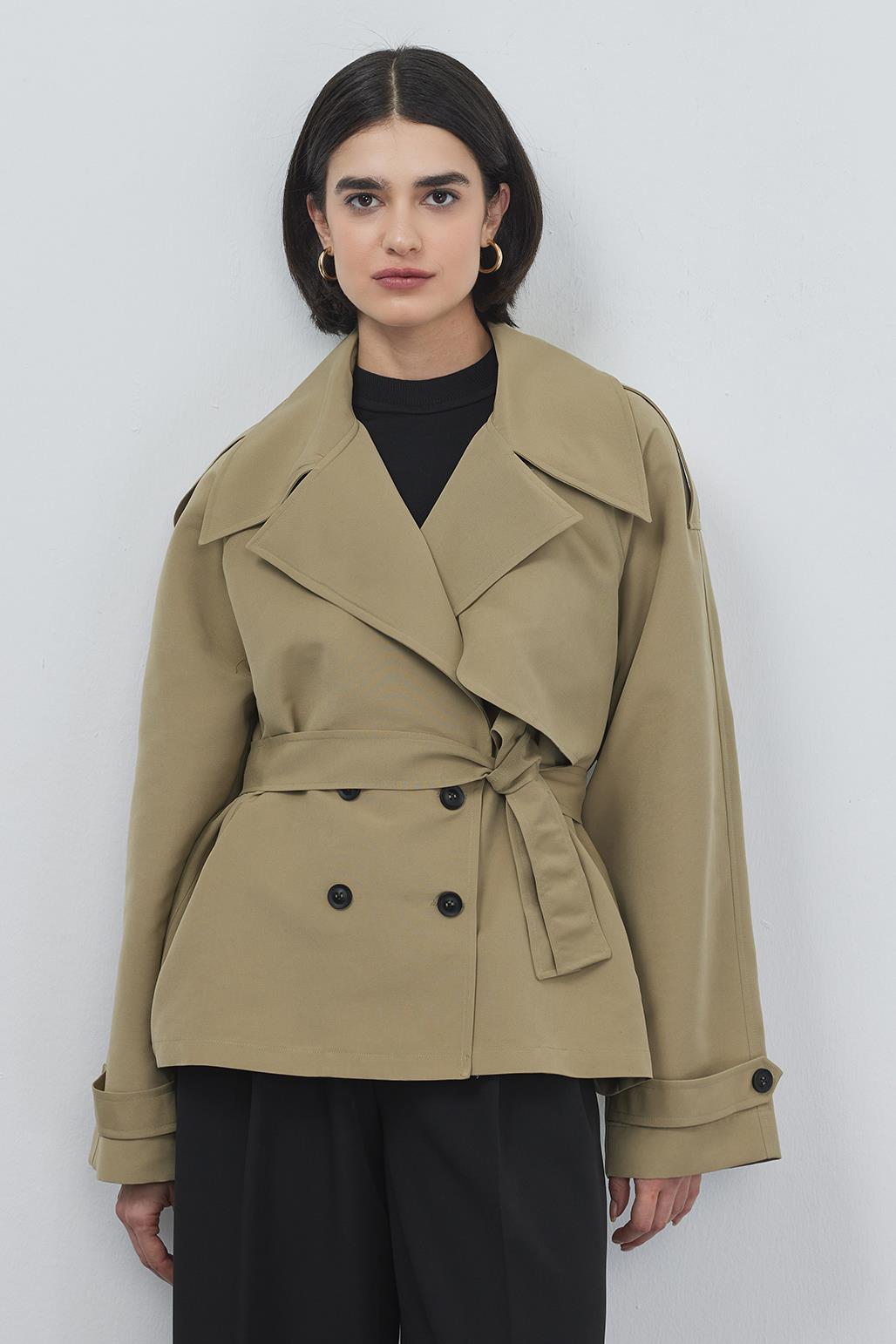 Midi Trench with Epaulet Green