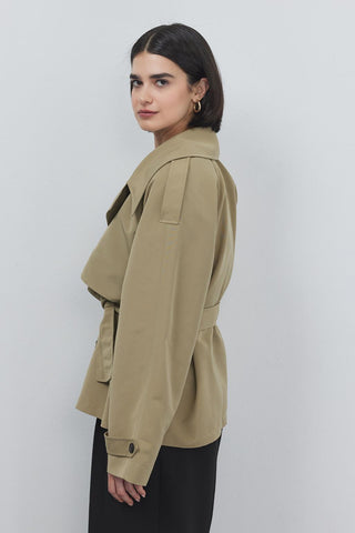 Midi Trench with Epaulet Green