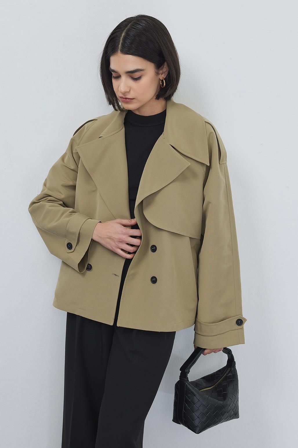 Midi Trench with Epaulet Green