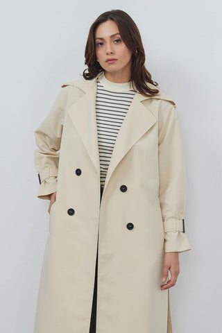Trench Coat with Epaulets Stone