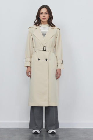 Trench Coat with Epaulets Stone