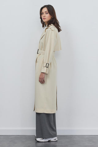 Trench Coat with Epaulets Stone