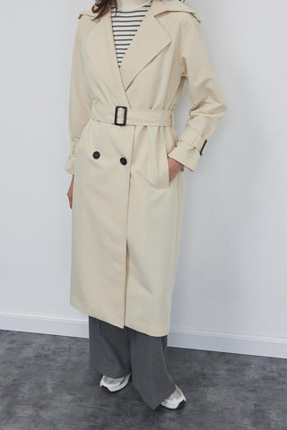 Trench Coat with Epaulets Stone