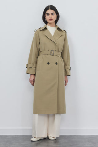 Trench Coat with Epaulets Olive Green