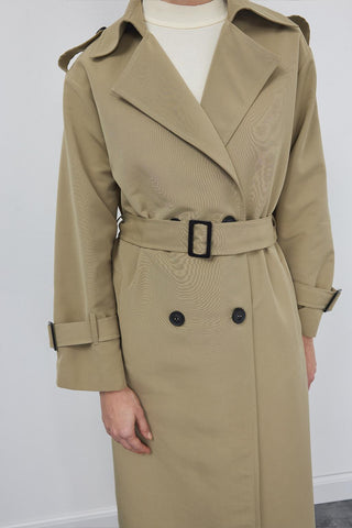 Trench Coat with Epaulets Olive Green