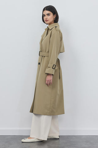 Trench Coat with Epaulets Olive Green