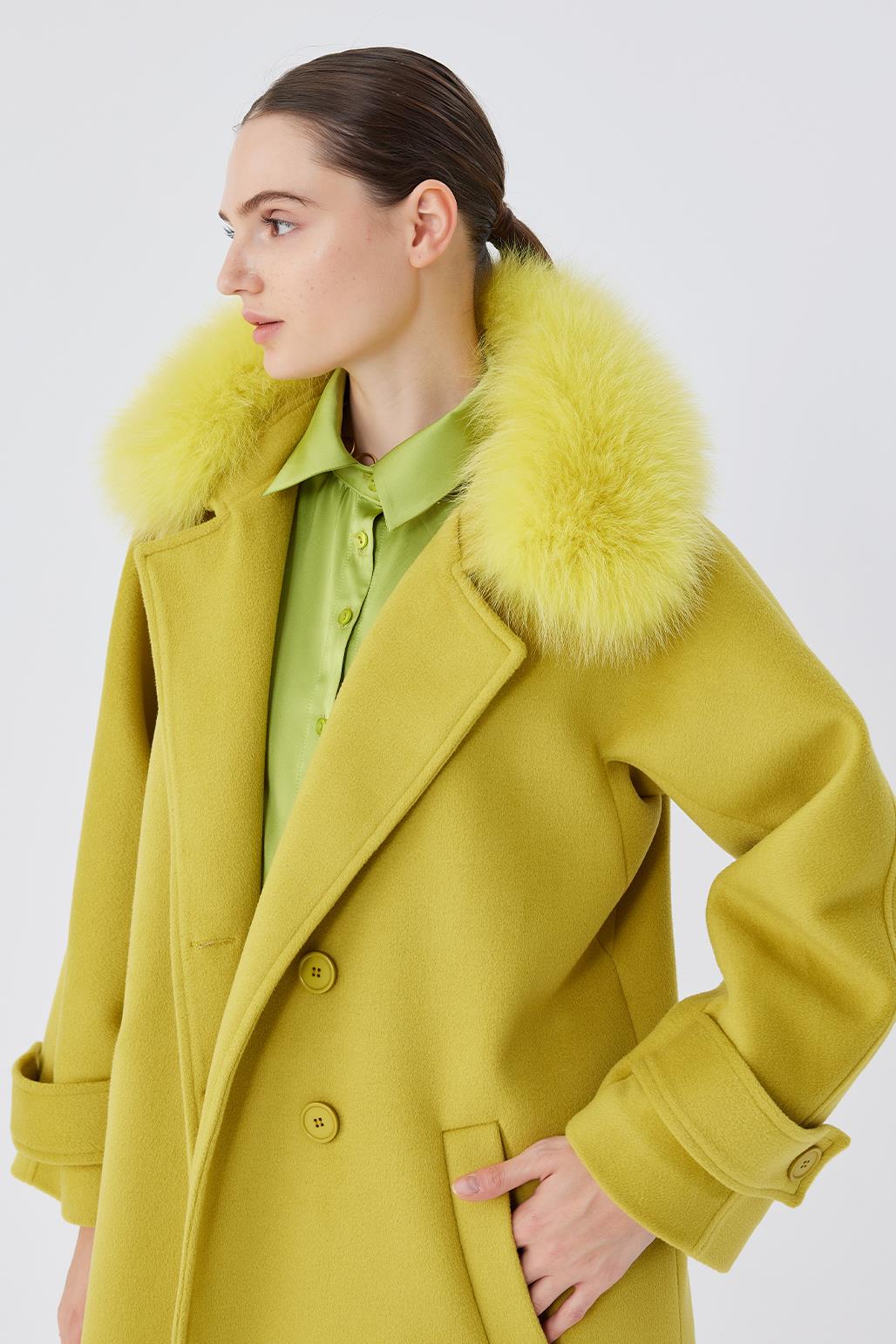 Fur Collar Coat Olive