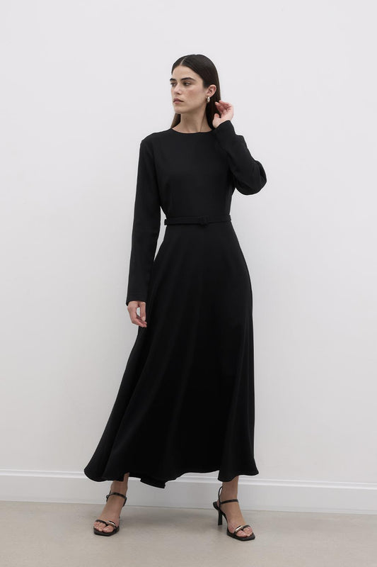 Arched Long Bell Dress Black