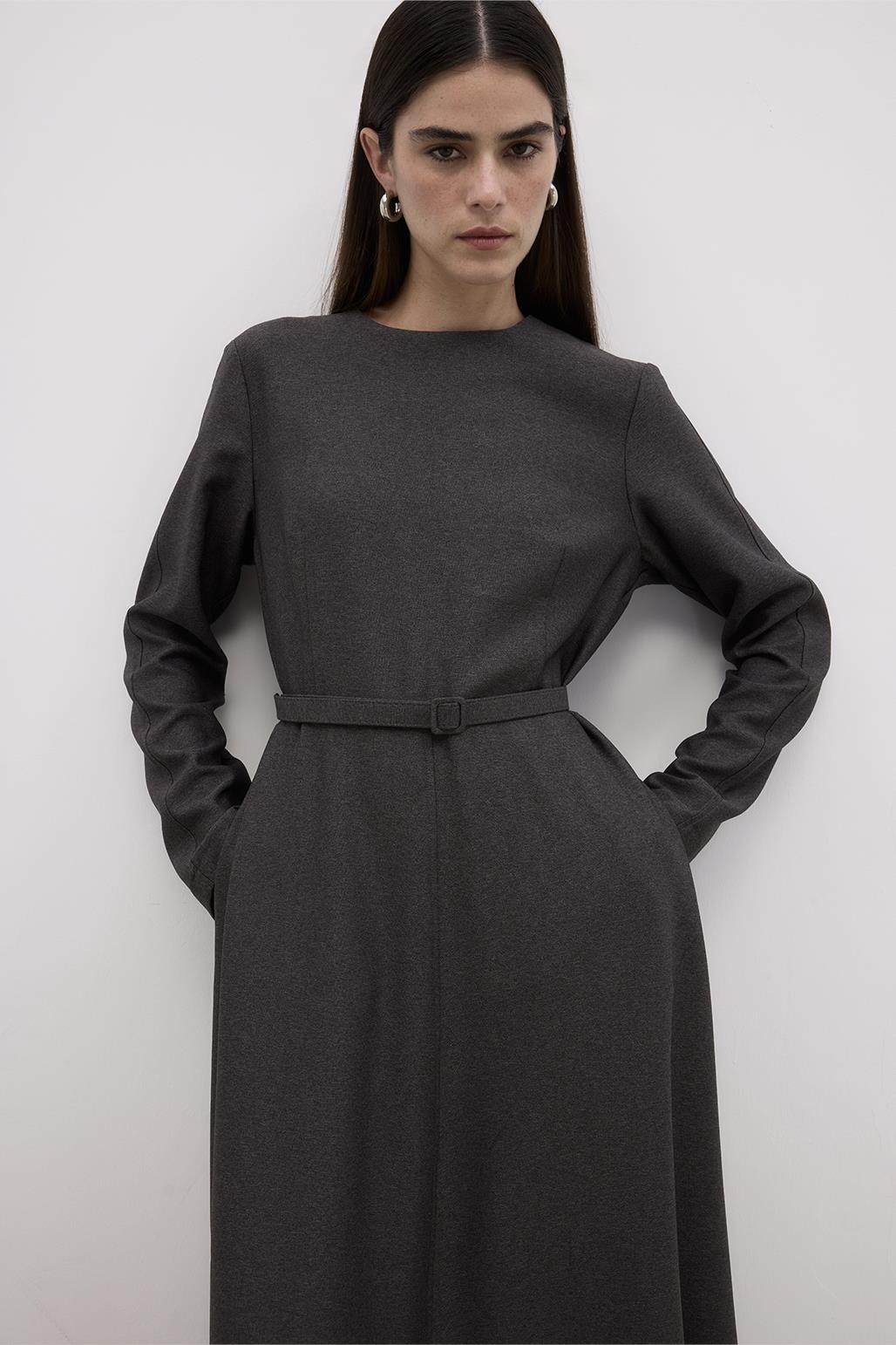 Arched Long Bell Dress Gray