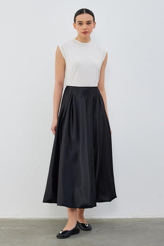 Aris Satin Balloon Skirt Black