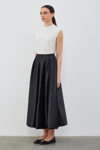 Aris Satin Balloon Skirt Black