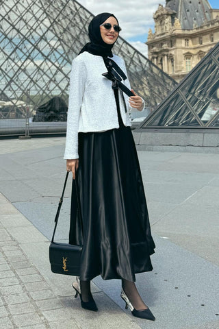 Aris Satin Balloon Skirt Black