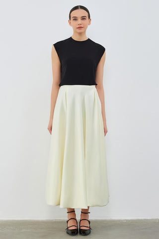Aris Satin Balloon Skirt Cream