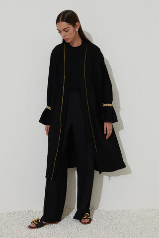 Arm Shirred Kimono Black