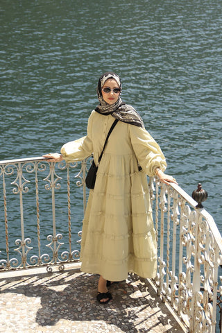 Azur Layered Voile Maxi Dress Sage Green